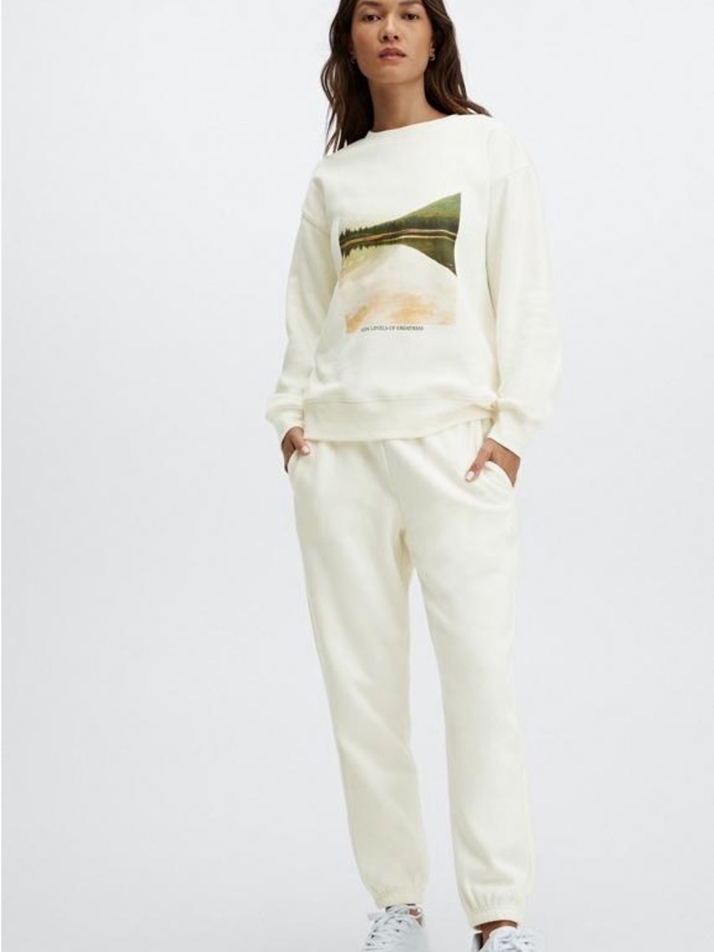 Divided Cream Cozy Track Joggers
